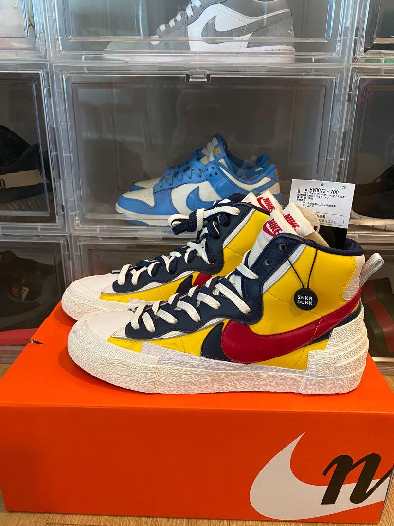 BELOW RETAIL PRICE NIKE SACAI BLAZER MID YELLOW NAVY EUR 44
