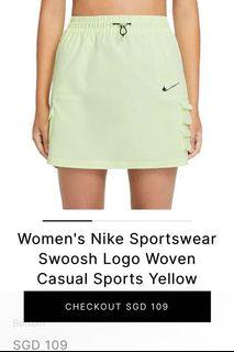 Nike Swoosh woven skirt in neon yellow with utility pockets