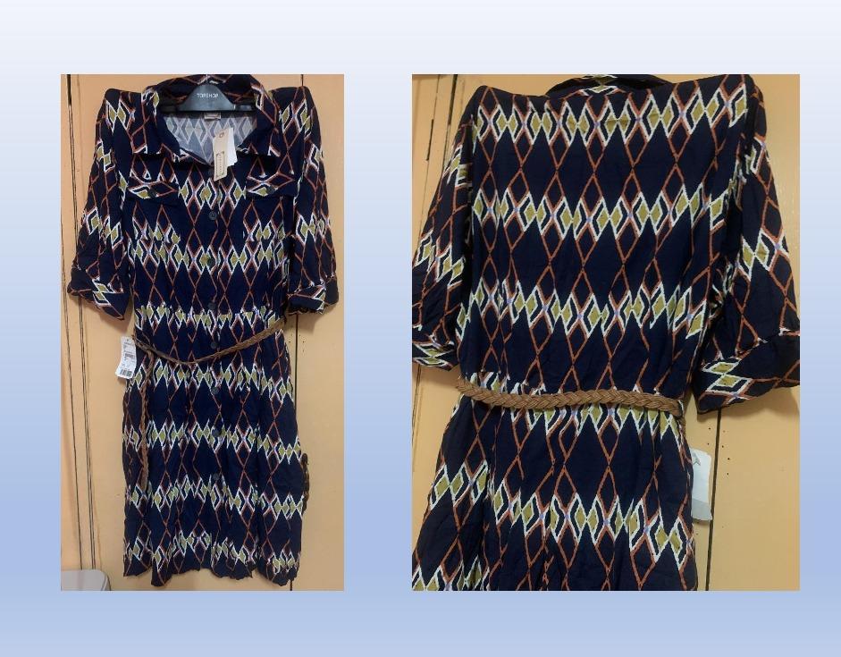 Paperdolls Plus Size Dress (XL) (Category: Dresses) located in San Pedro. Submitted by pluslass (Listing ID 1190815413, Image 1). Description: I bought it a few years ago and completely forgot about it, which was kept in one of our closet organizers. It still has the tag on it. Never been used and brand new. Brand: Paperdolls Size: XL Length: 38.5 inches Belt not included Issue/s: A small hole was found at the right shoulder, as shown in the last