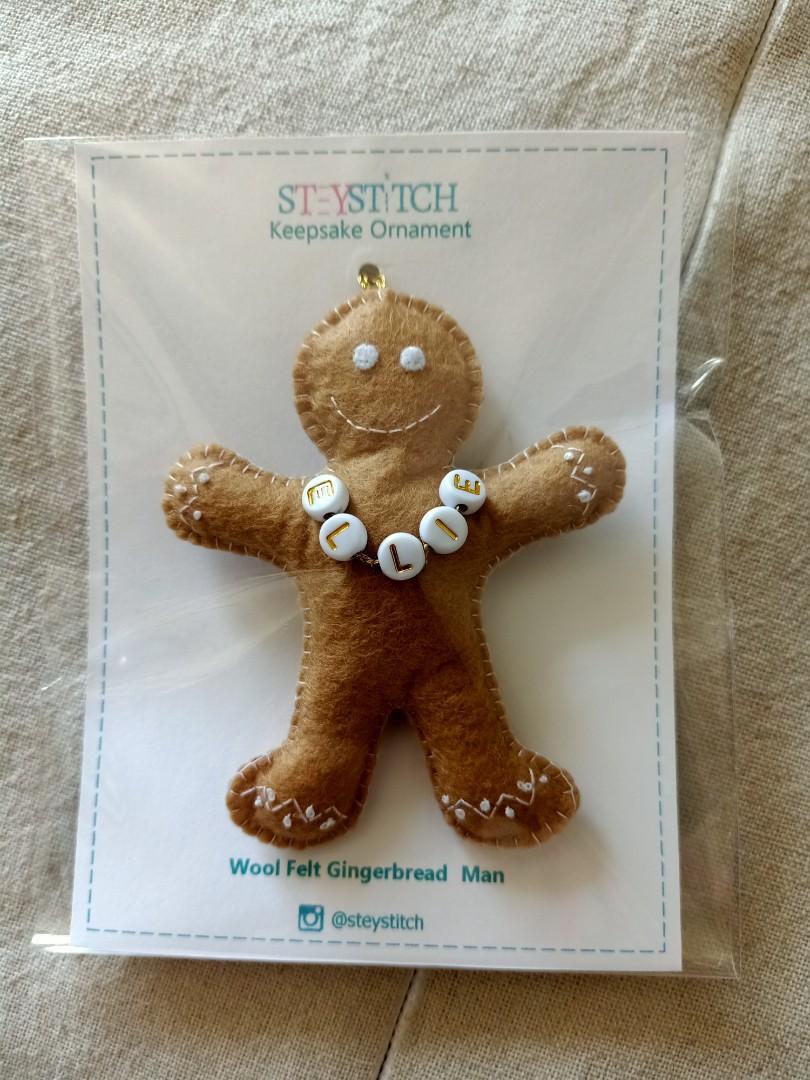 Personalized Gingerbread man Christmas Ornament (Category: Handmade Craft) located in Mandaluyong City. Submitted by patchandpast (Listing ID 1189942953, Image 3). Description: Hand-stitched personalized gingerbread man Christmas ornament available for preorder. Send us a message and have your name put on the gingerbread man. 😊.