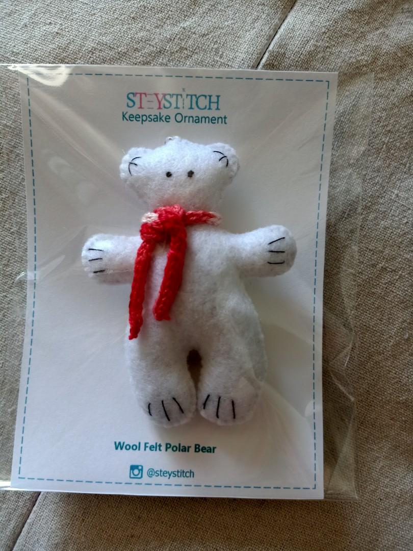 Polar Bear Christmas Tree Ornament (Category: Plushies & Soft Toys) located in Mandaluyong City. Submitted by patchandpast (Listing ID 1190609925, Image 2). Description: Hand-stitched wool felt polar bear Christmas tree ornament available on hand and for pre-order..
