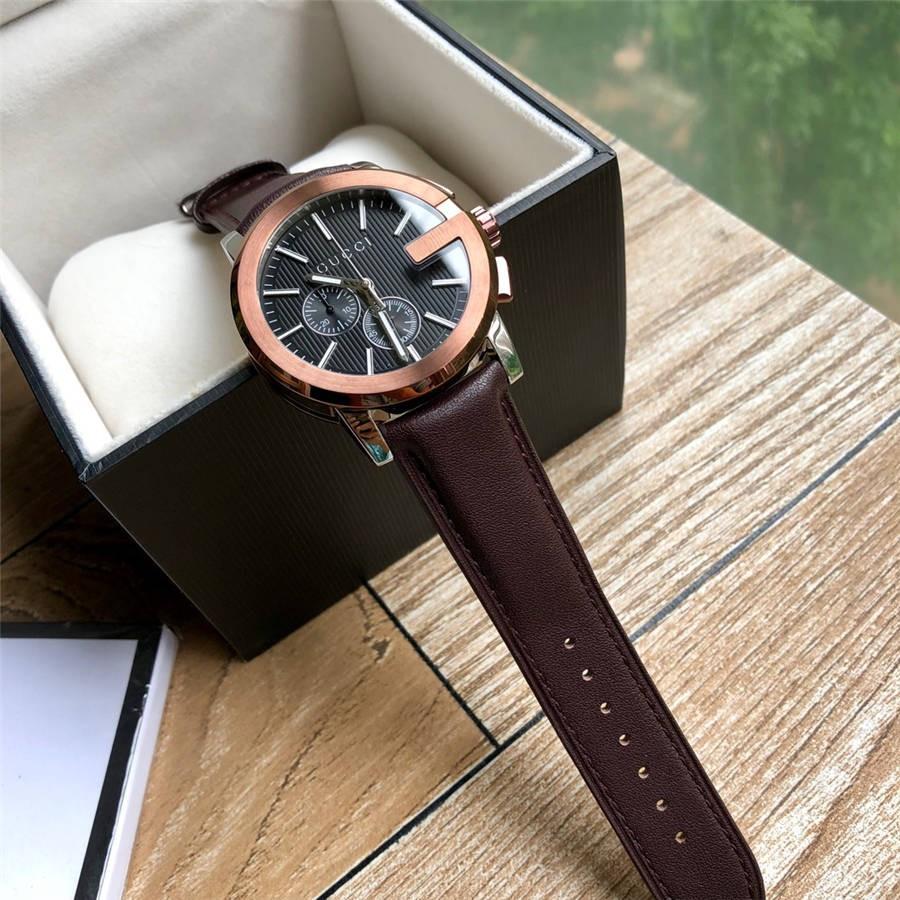 Mens gucci watch leather band hot sale