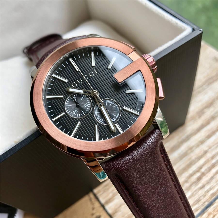 Mens gucci hotsell watch leather band