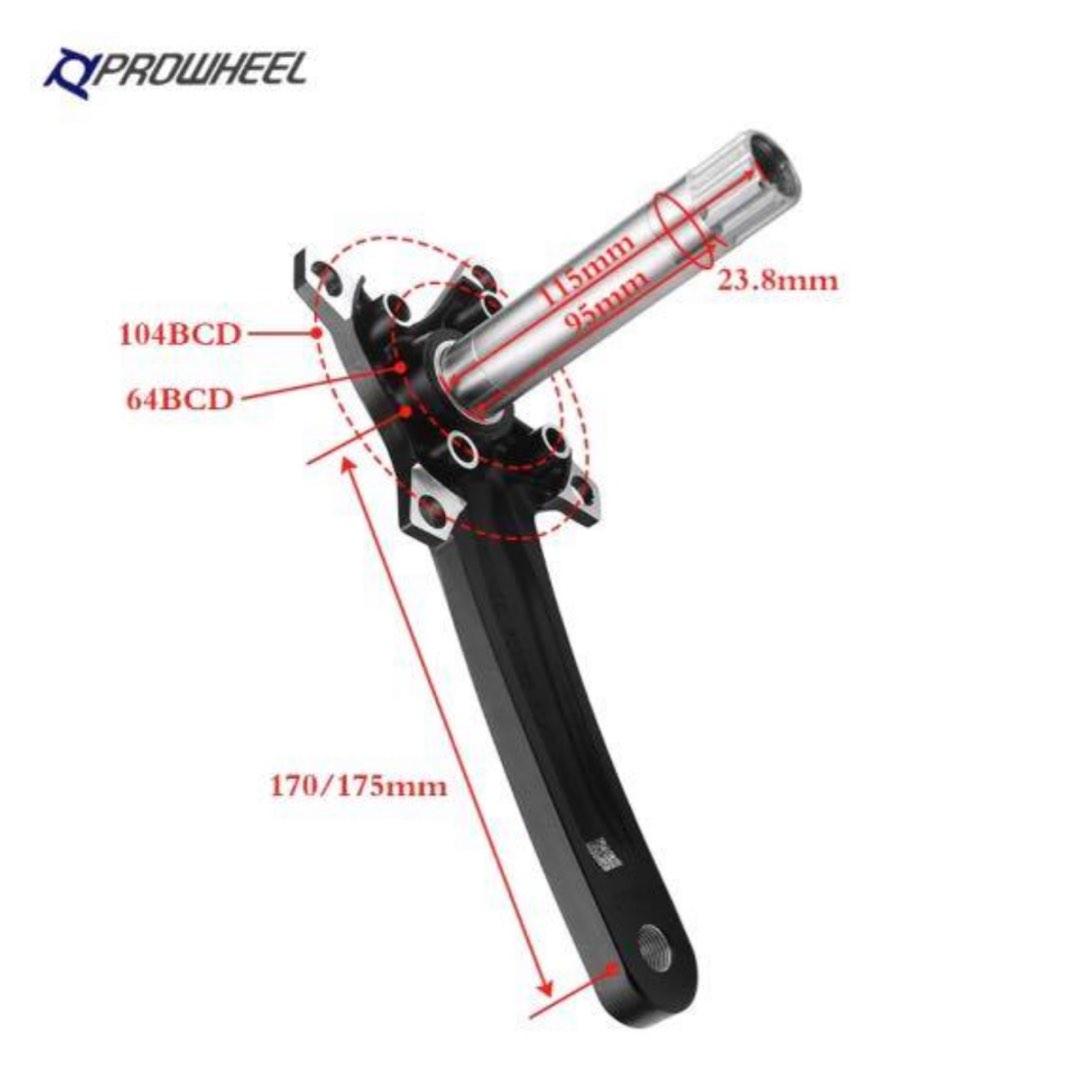 Prowheel CLAW hollowtech crankset with BB & chain ring 34T, Sports ...