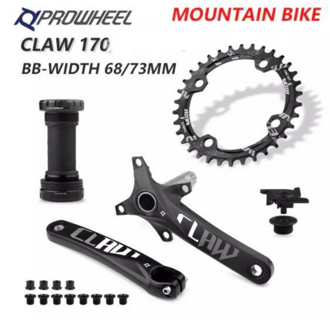 Prowheel CLAW hollowtech crankset with BB & chain ring 34T, Sports ...