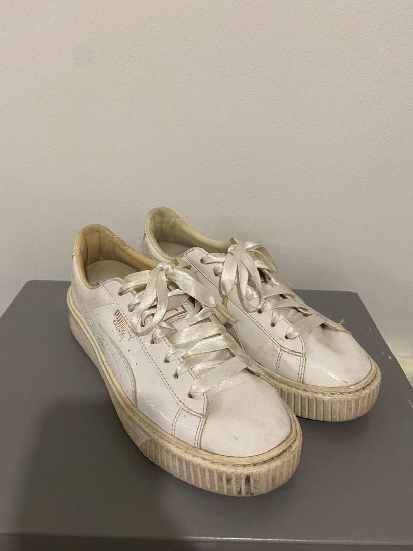 White puma with ribbon laces sales