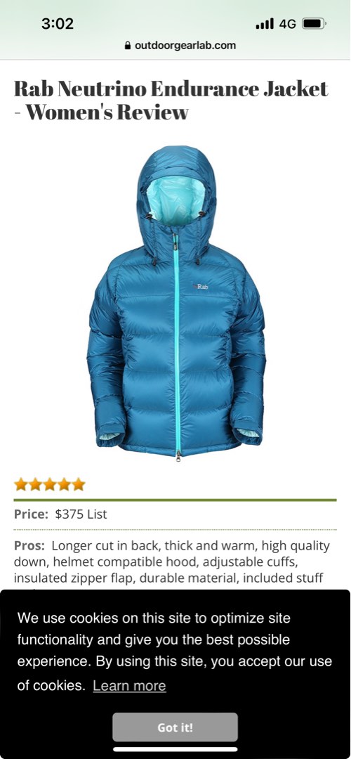 Rab neutrino endurance down jacket top