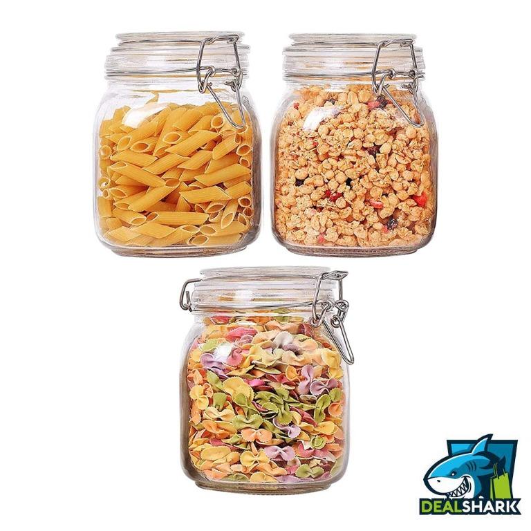 readystock) ComSaf Airtight Glass Canister Set of 3 with Lids ...