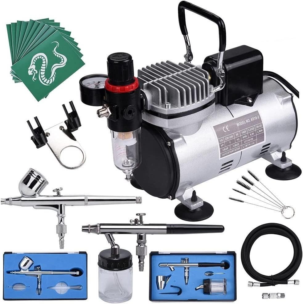 ReaseJoy AS18-2S Complete Airbrush Kit Compressor with Fan Nail Tattoo ...