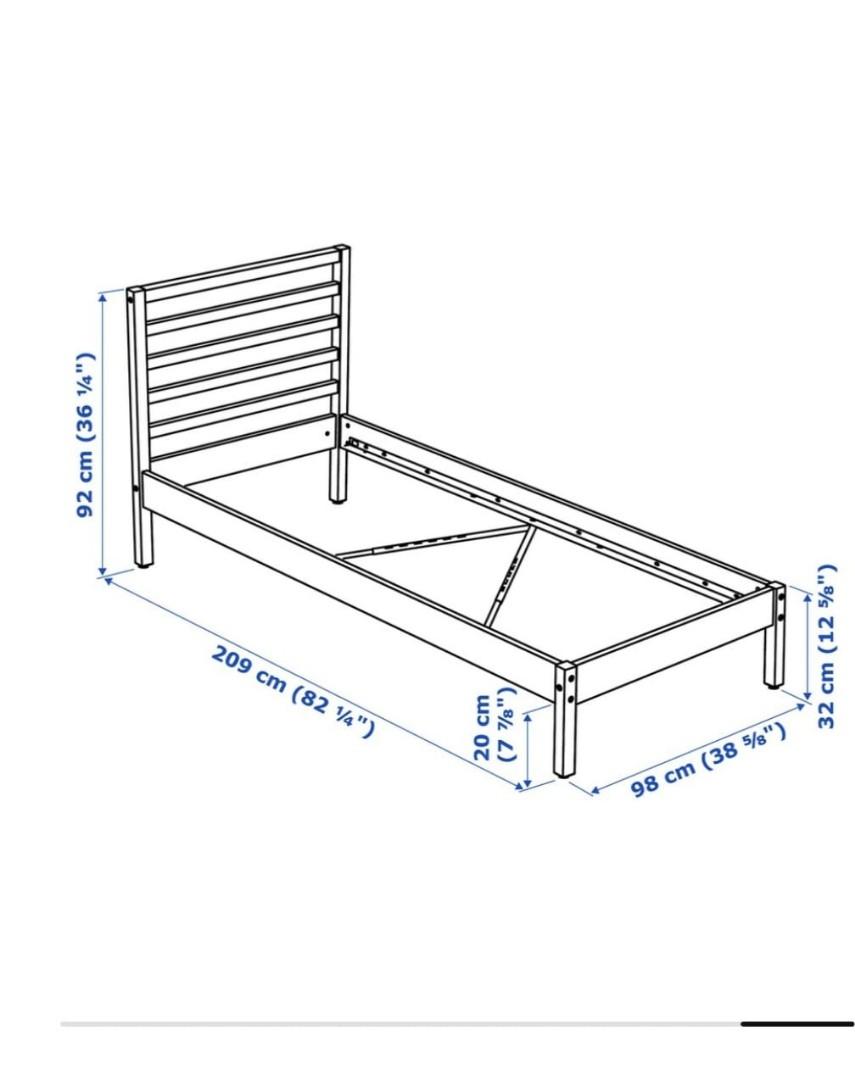 RM150 BEDFRAME (Category: Bed Frames & Mattresses) located in Singapore. Submitted by teowpeitat (Listing ID 1190809965, Image 3). Description: Used Bed Frame and Bed Based inclusive. original from Ikea. measurement refer to picture..