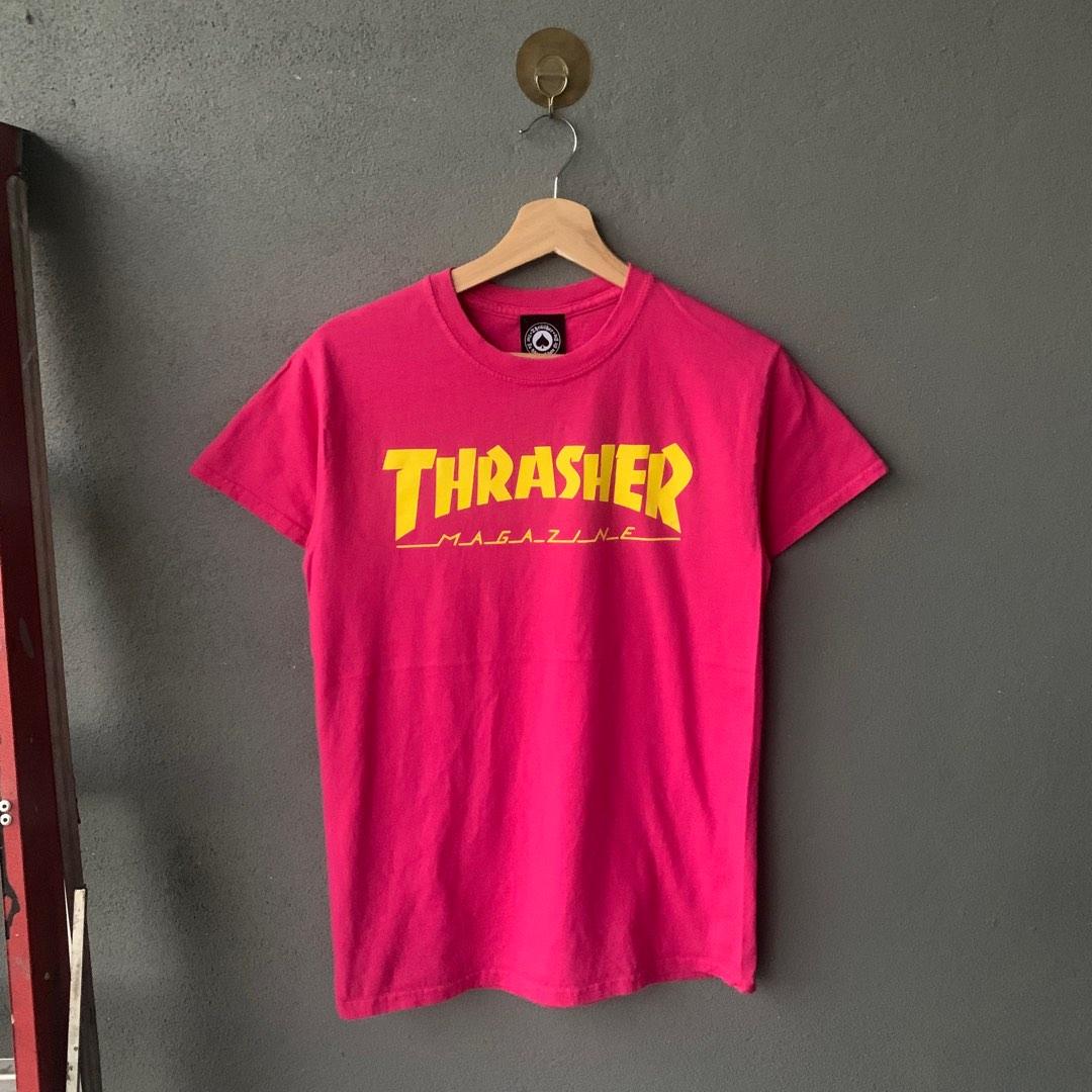 S Thrasher Magazine Skateboard Pink T shirt Men s Fashion Tops