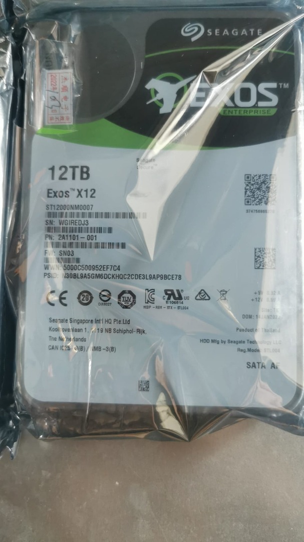Seagate 12tb Enterprise Exos X12 SATA HDD, Computers & Tech, Parts ...