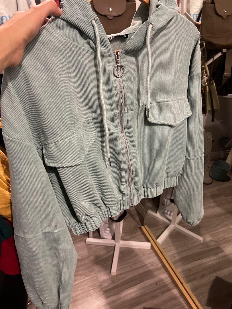 Shein Corduroy Jacket (Teal) (Category: Coats, Jackets and Outerwear) located in Cagayan de Oro. Submitted by declutterwithstef (Listing ID 1190811125, Image 2). Description: Shein Zip Up Hooded Jacket Used twice Good as new.