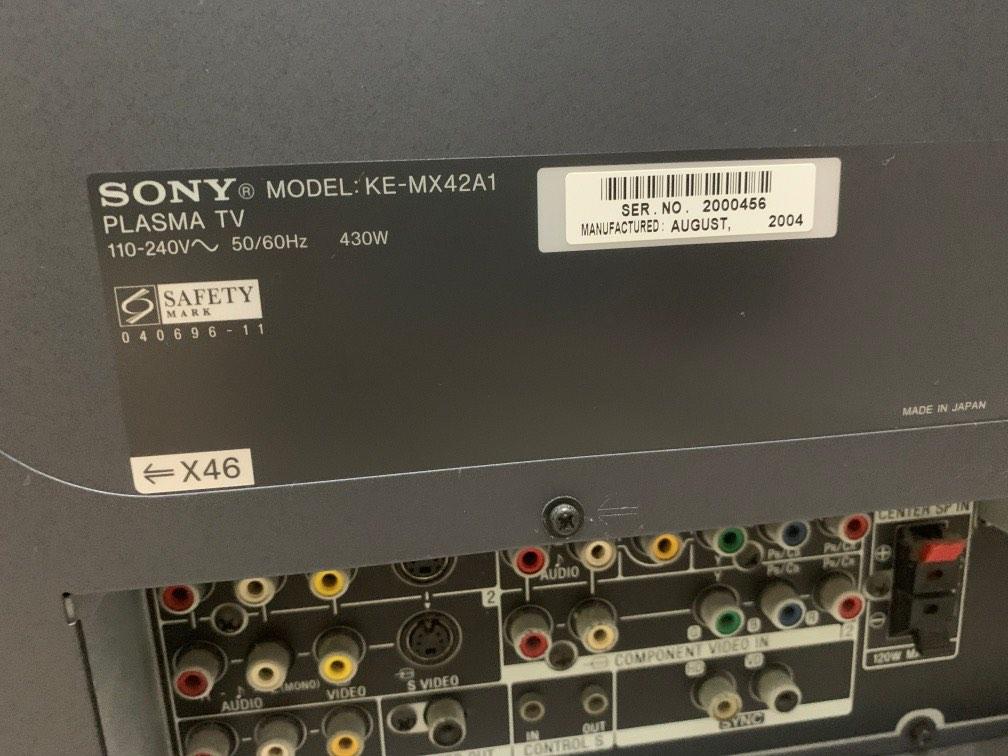 Sony KEMX42A1 Plasma TV, TV & Home Appliances, TV & Entertainment, TV
