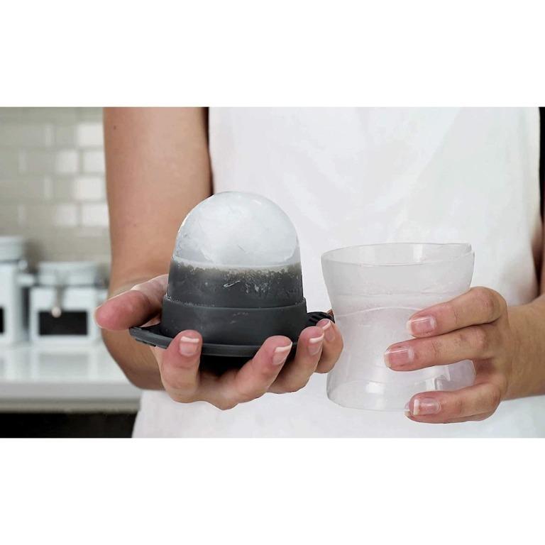 ZOKU Set of 2 Silicone Ice Sphere Molds, Stackable 2.5-Inch Ice Ball Maker,  Keep Drinks Colder Longer with Less Dilution, Leak-free, Easy-Release