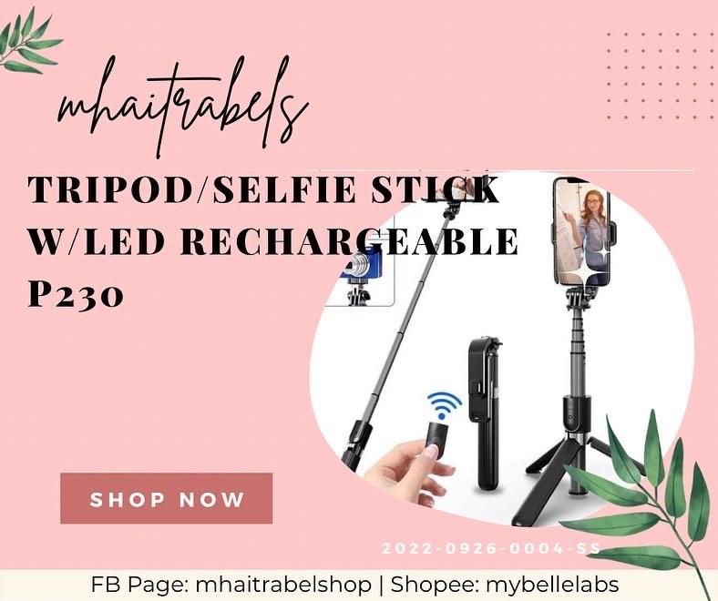 Tripod/Selfie Stick (Category: Mounts & Holders) located in Cainta. Submitted by iubelle (Listing ID 1190792630, Image 1). Description: Tripod/Selfie Stick w/LED Rechargeable: P230 #GadgetAccesories #Tripod #SelfieStick #202209260004SS SHOP NOW: 👉FB Page: https://www.facebook.com/mhaitrabelshop/ 👉Shopee: https://shp.ee/w6wi3ym 👉Lazada: https://s.lazada.com.ph/s.5dCbc 👉Tiktok: www.tiktok.com/@mhaitrabelshop 👉Instagram: mhaitrabelshop .