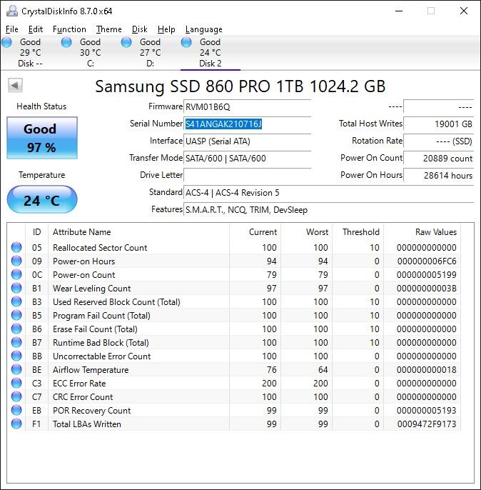 Used Samsung 860 Pro 1TB SSD Computers Tech Parts