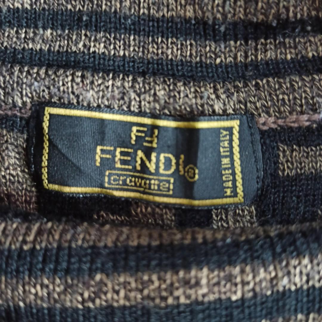 FENDI Vintage Zucca Monogram Knit Top 42 Pullover Gray Cotton