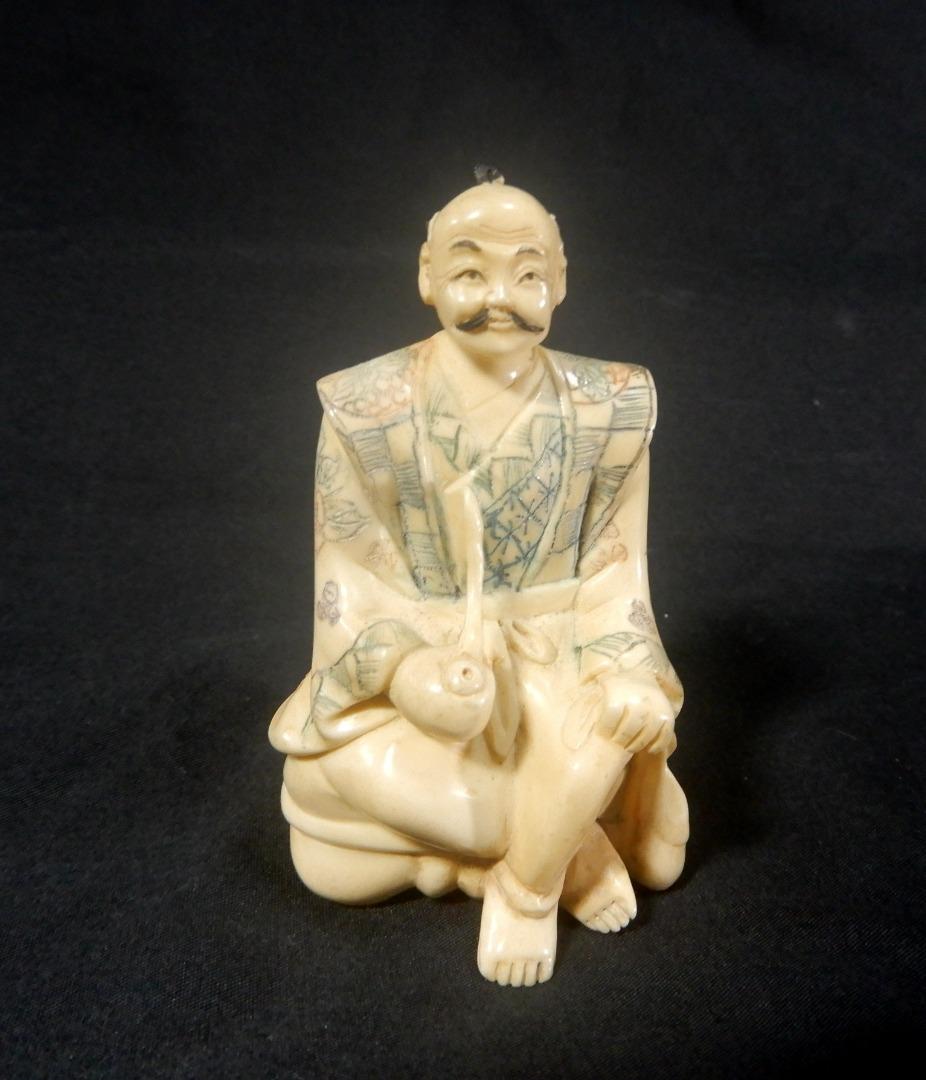 Vintage hand carved resin Japanese netsuke Samurai circa mid 20th ...
