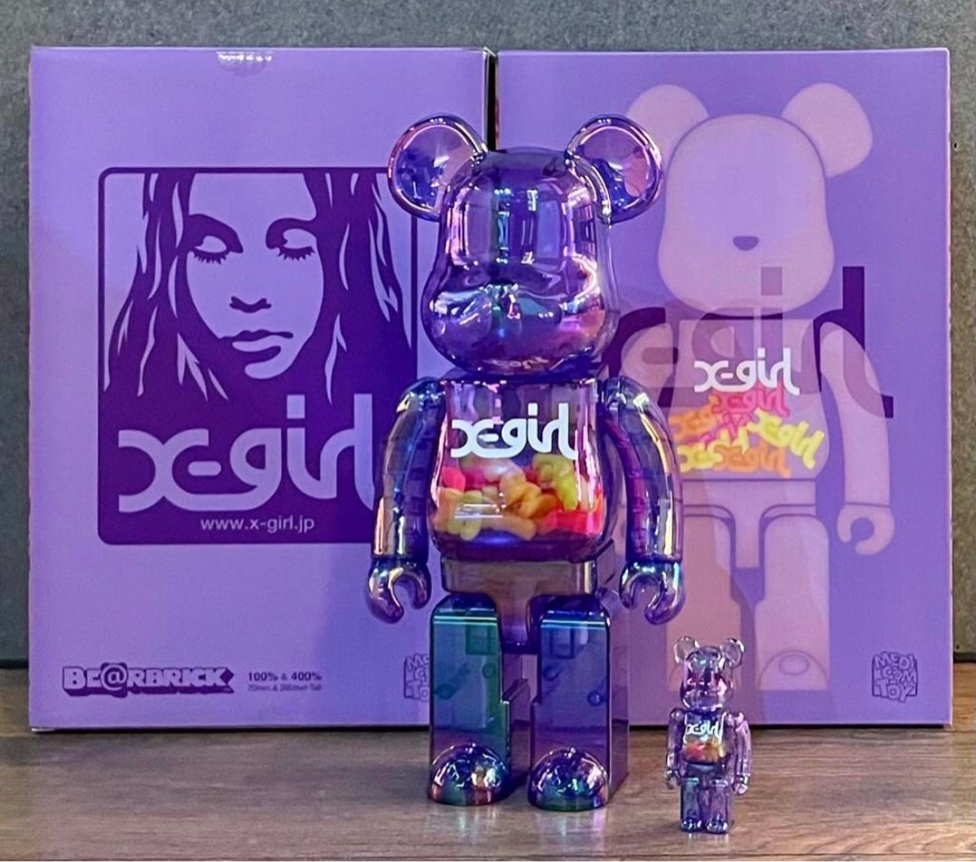 X-girl × BE@RBRICK CLEAR PURPLE 100 400 - その他