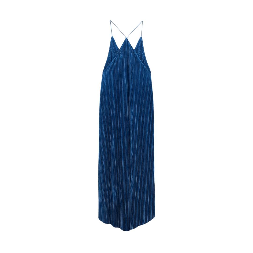 zara pleated dress blue Zara _\_
