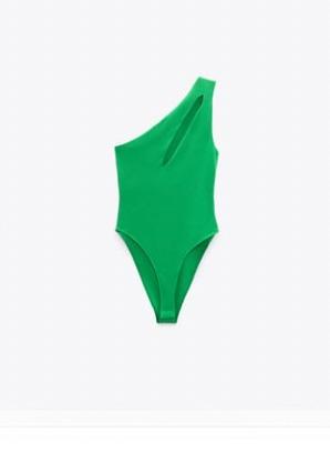 Zara green Asymmetric Cut-out Bodysuit