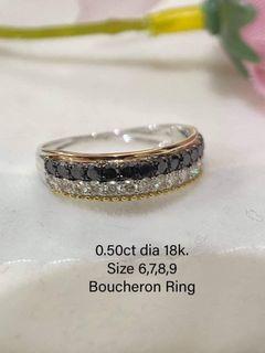 0.50 Carat Natural Black Diamond in 18K Tricolor Ring