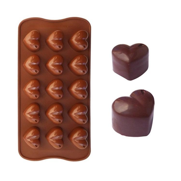 2pcs 15-slot Heart-shaped Chocolate Molds, Silicone Valentine's