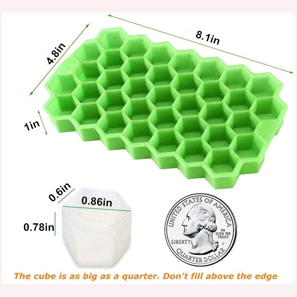 Ice Cube Tray With Lid, Food Grade Silicone Ice Cube Mold, Flexible Base  For Easy Release, Reusable, 64 Stackable Ice Cubes With Ice Cube Tray  (green)