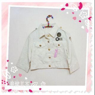 全新『💖韓版專櫃潮流時髦米黃色刺繡造型短版外套💞』