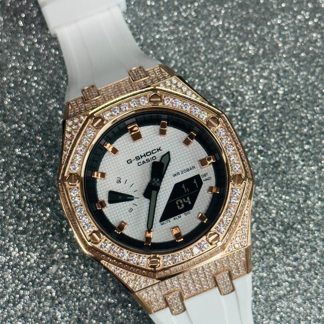 Montre G-Shock "Casioak" Royal White & Rose Gold - Blanc Et Or Rose, Neuve Sans étiquette