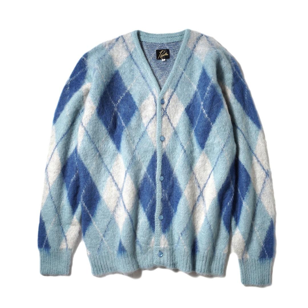 全新) NEEDLES MOHAIR CARDIGAN ARGYLE LIGHT BLUE 開襟衫馬海毛M號, 他的時尚, 外套及戶外衣服在旋轉拍賣