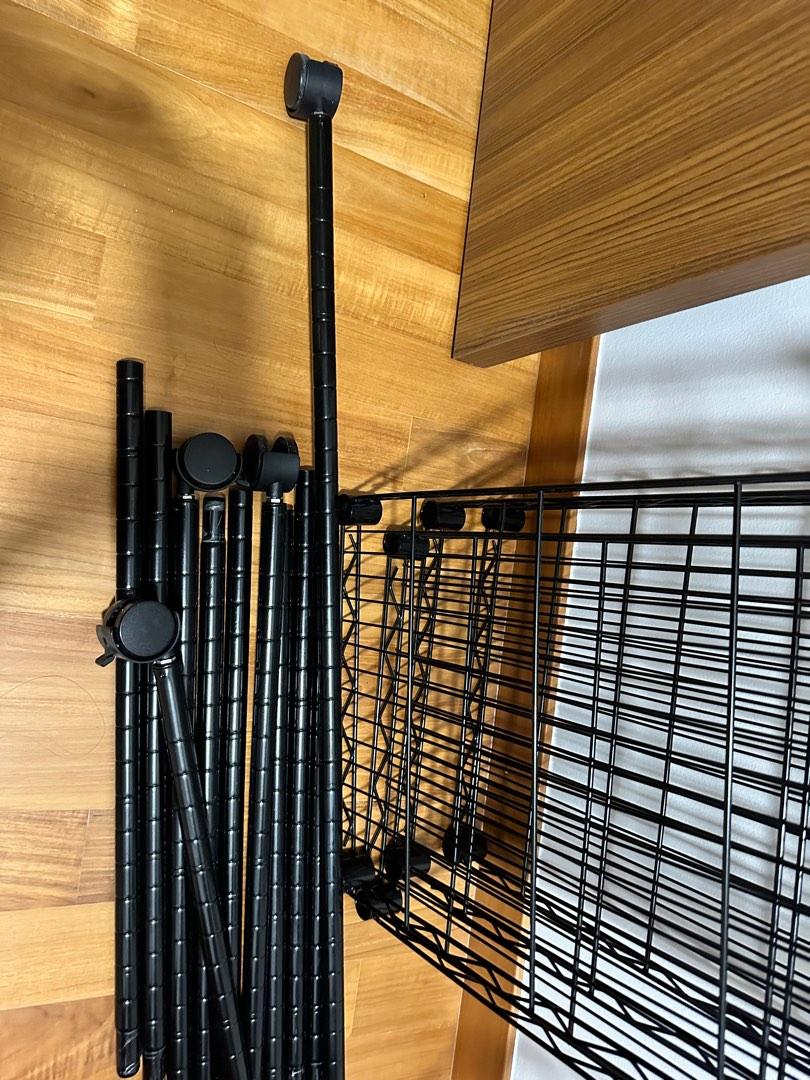 Anti-rust metal storage racks with wheels (black), Furniture & Home ...
