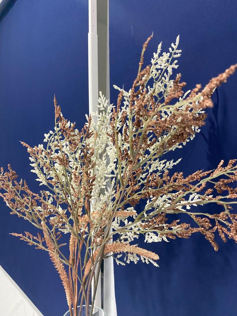 Artificial Dried Flowers with Glass Vase, Furniture & Home Living, Home