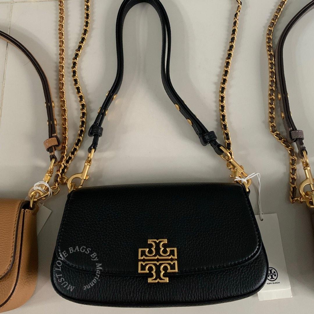 Authentic TORY BURCH Britten Leather Convertible CROSSBODY Bag, NWT, Black