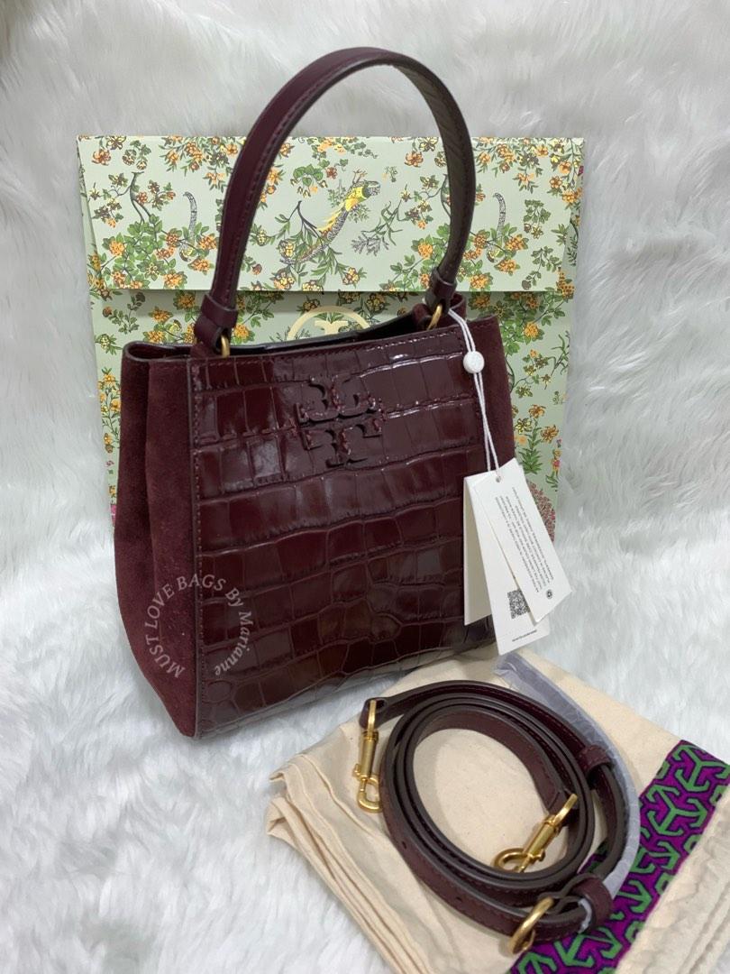 Authentic Tory Burch McGraw Embossed Bucket Bag