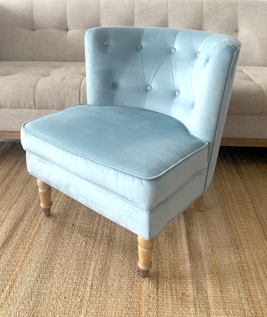 Baby blue hotsell velvet chair