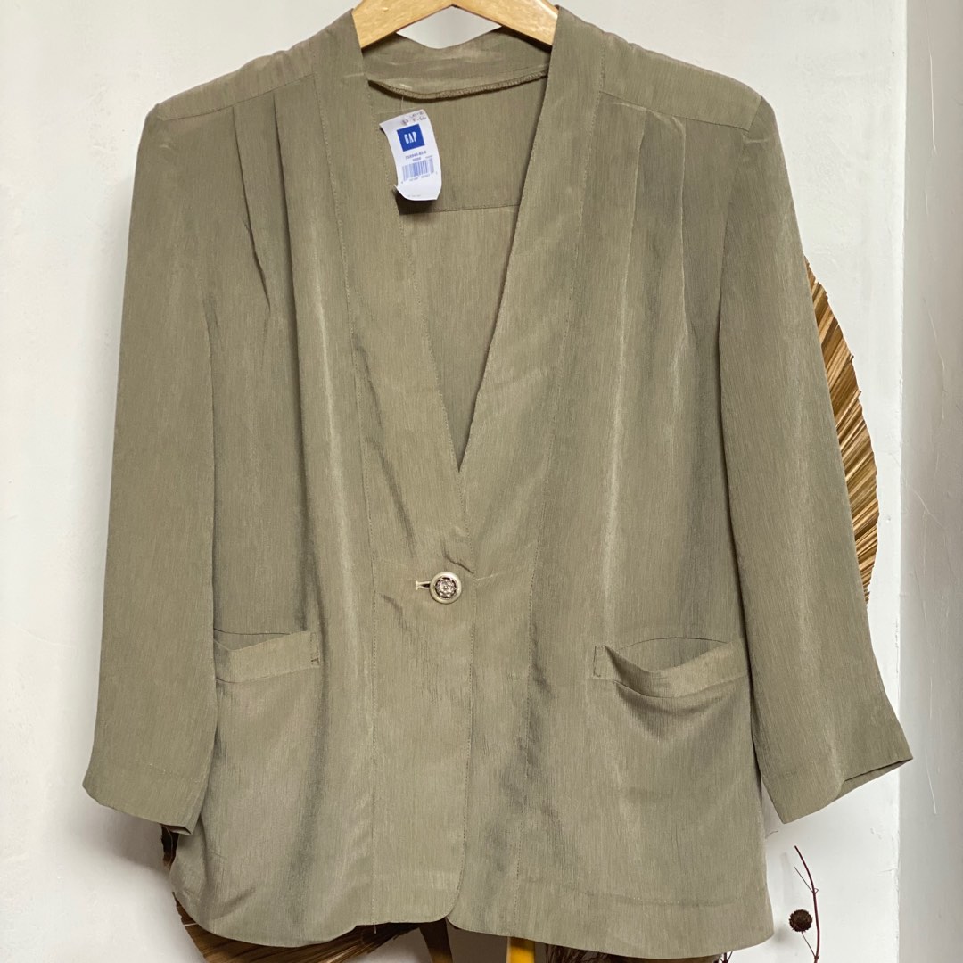 BLAZER SAGE GREEN, Fesyen Wanita, Pakaian Wanita, Baju Luaran di Carousell