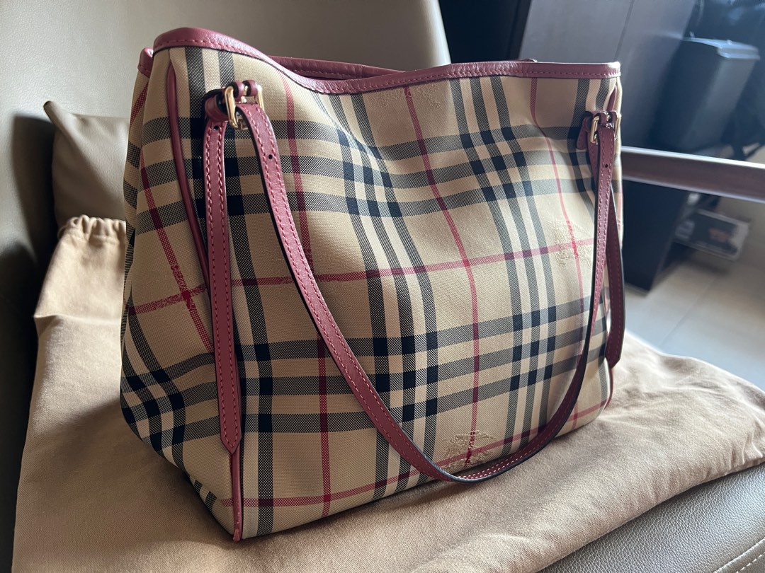 BURBERRY Horseferry Check Small Canterbury Tote Honey / Antique Rose,  Luxury, Bags & Wallets on Carousell
