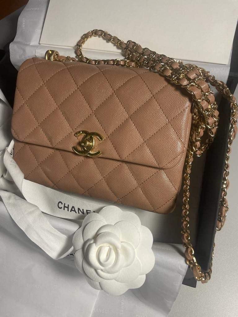 RESERVED*!💗🤎 CHANEL 22K COCO'S FIRST SMALL SIZE DARK BEIGE TAUPE 💗🤎,  Luxury, Bags & Wallets on Carousell