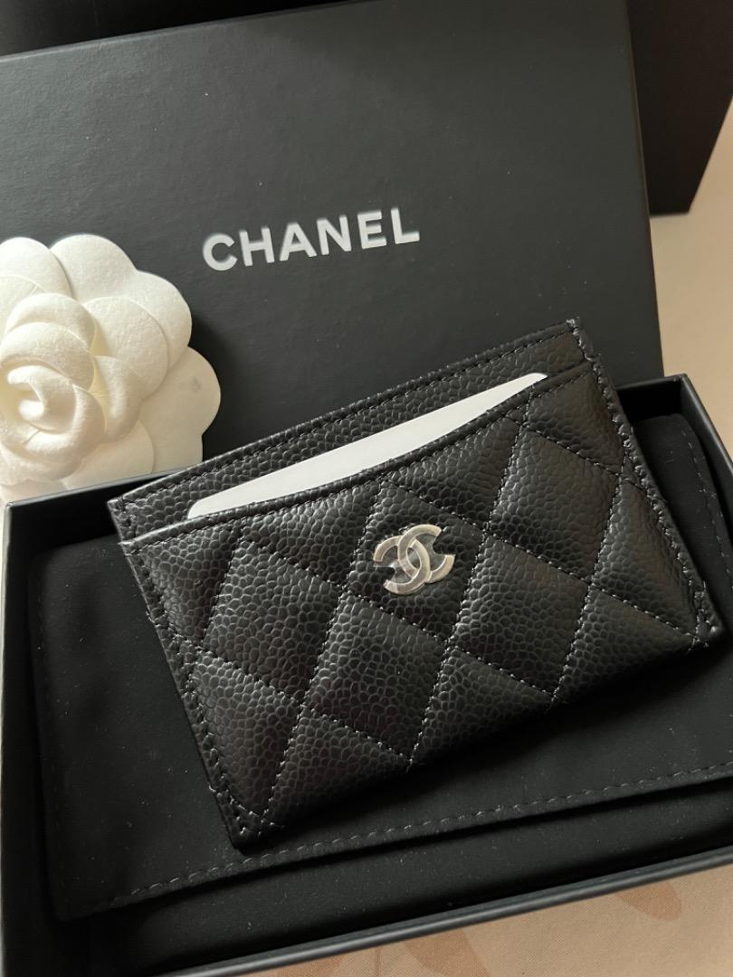 CHANEL 25S CARD HOLDER 11 IN BLACK LAMBSKIN SILVER HARDWARE