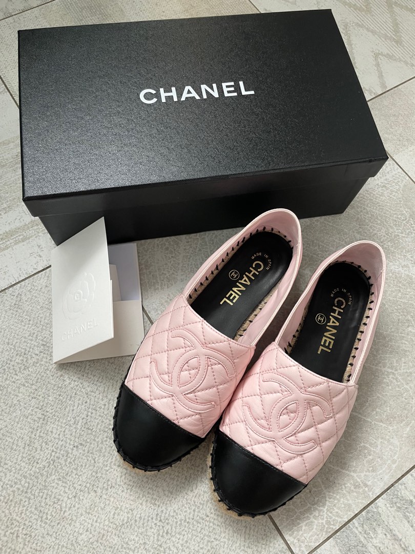 Chanel espadrilles in pink and black, Luxury, Sneakers & Footwear on  Carousell