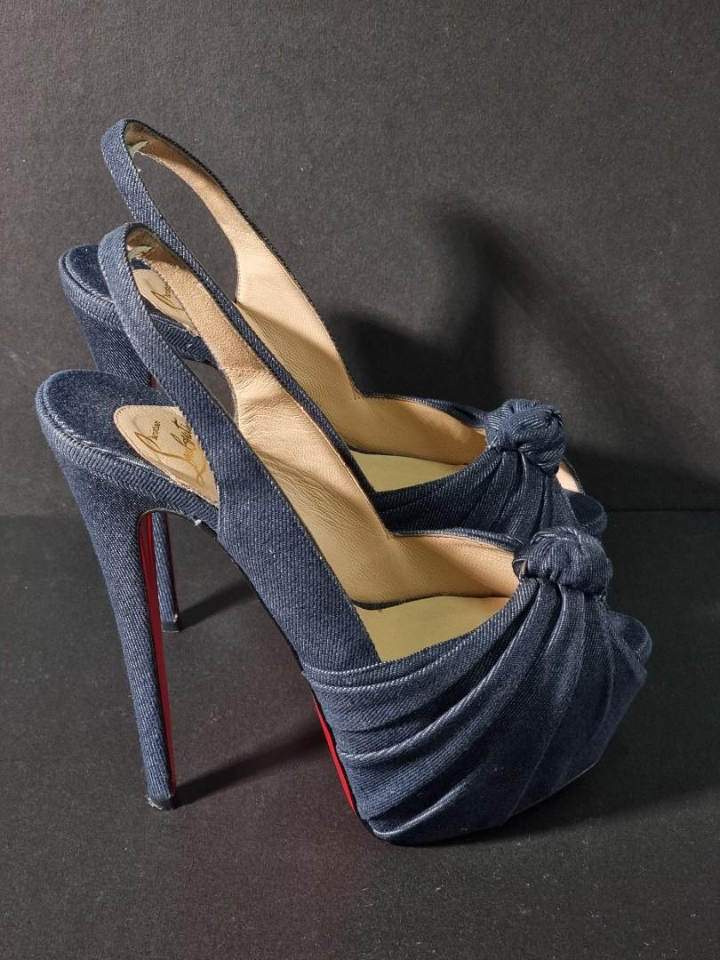 Christian Louboutin Miss Benin 160 Raw Jean Navy Women s