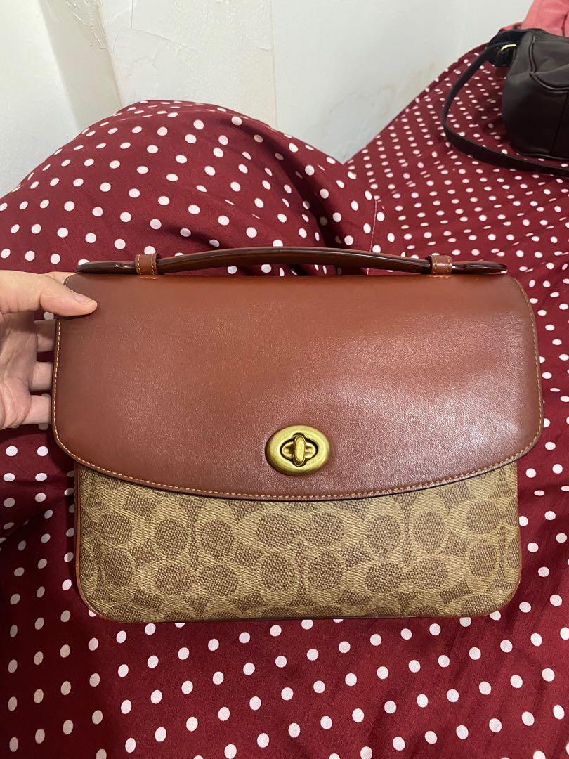 Coach Cassie Signature Crossbody Tan Rust Brass AUTHENTIC, Barang Mewah