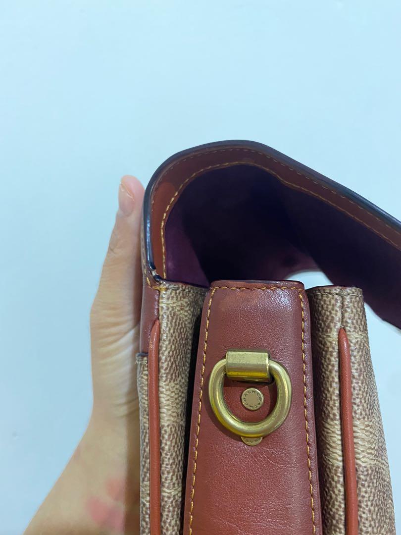 Coach Cassie Signature Crossbody Tan Rust Brass AUTHENTIC, Barang Mewah