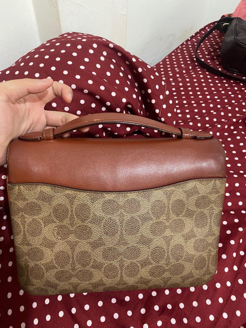 Coach Cassie Signature Crossbody Tan Rust Brass AUTHENTIC, Barang Mewah