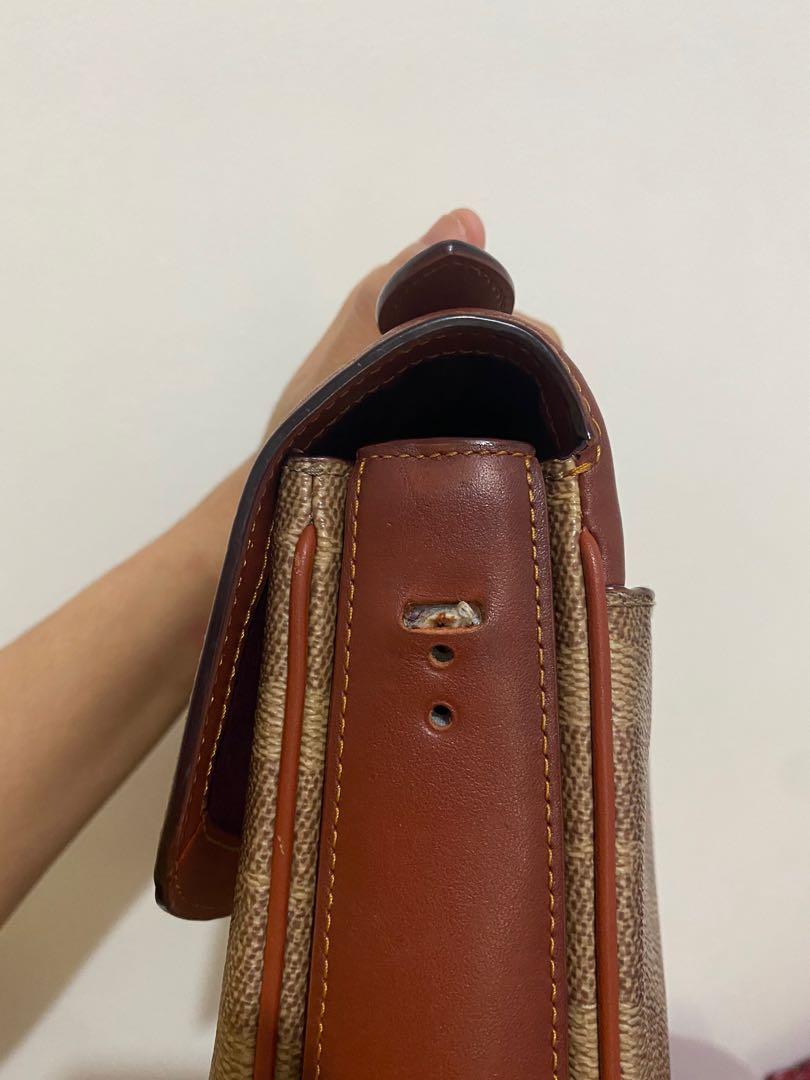 Coach Cassie Signature Crossbody Tan Rust Brass AUTHENTIC, Barang Mewah