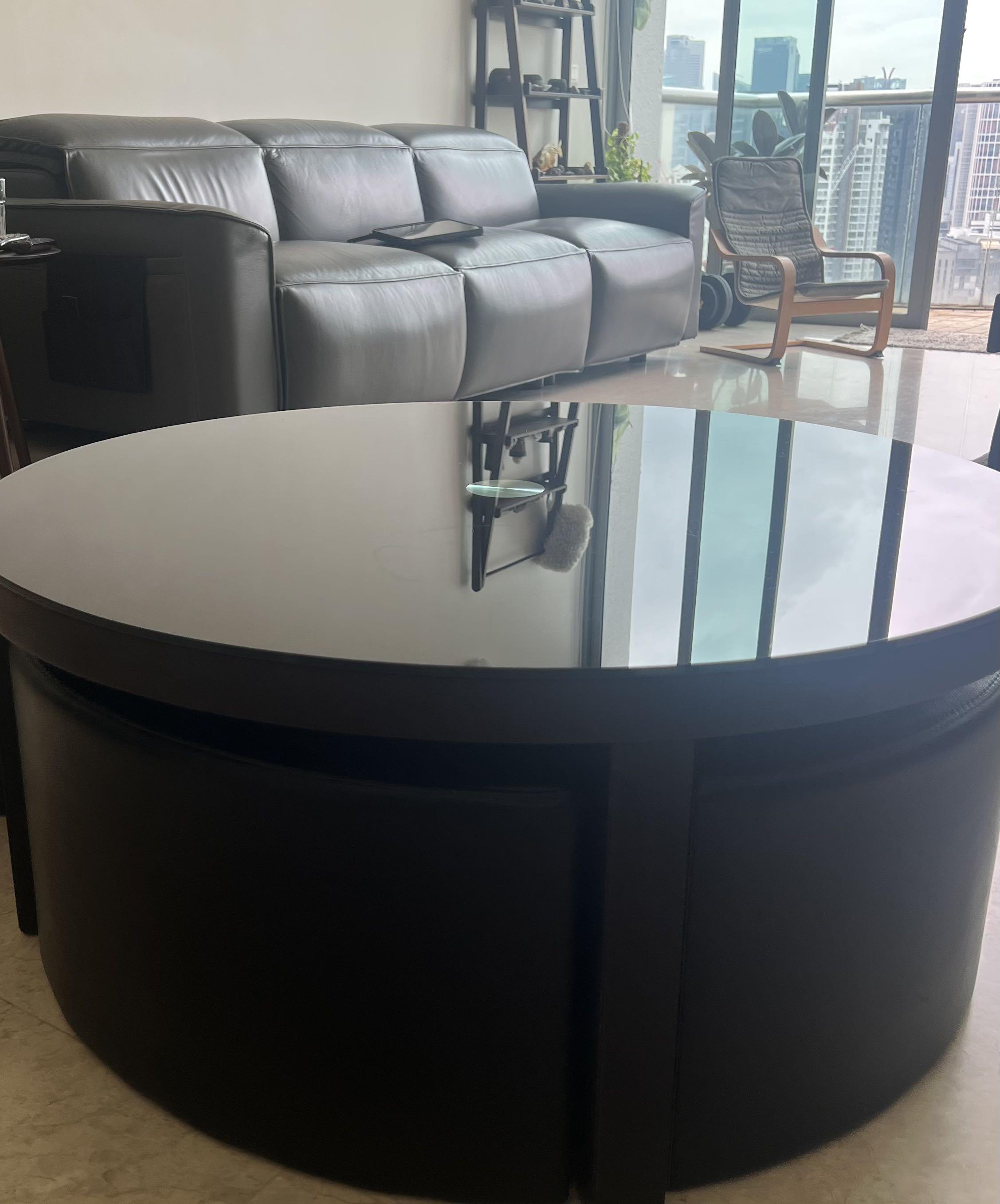 Coffee table with pull out stools, Furniture & Home Living, Furniture