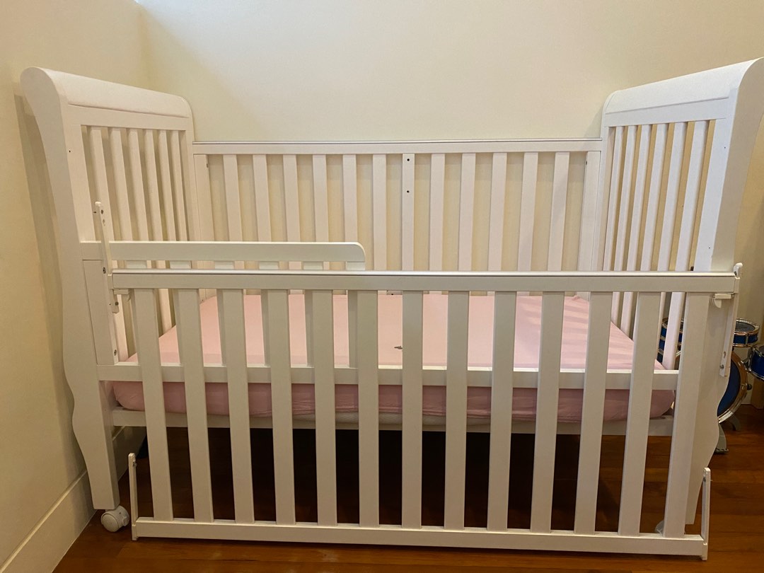 Convertible Baby Cot + Mattress, Furniture & Home Living, Furniture