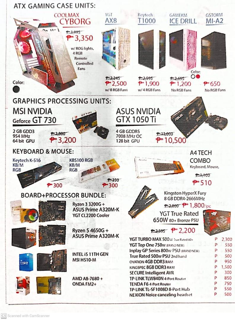 Core i5 11th gen Computer Set (Category: Desktops) located in Caloocan City. Submitted by olxph_372337775 (Listing ID 1191089707, Image 1). Description: Core i5 11th gen 8gb ddr4 120gb ssd. 500gb hdd top one psu t850 case 19" led monitor.